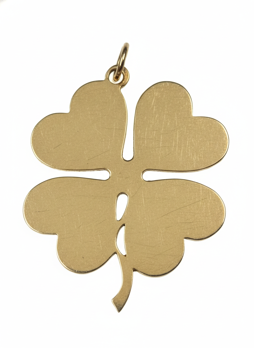 14k Yellow Gold Vintage Large Clover Charm