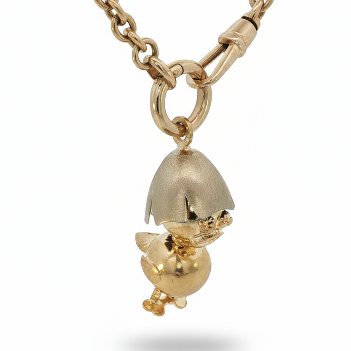 18k Yellow Gold Chicken Charm Pendant