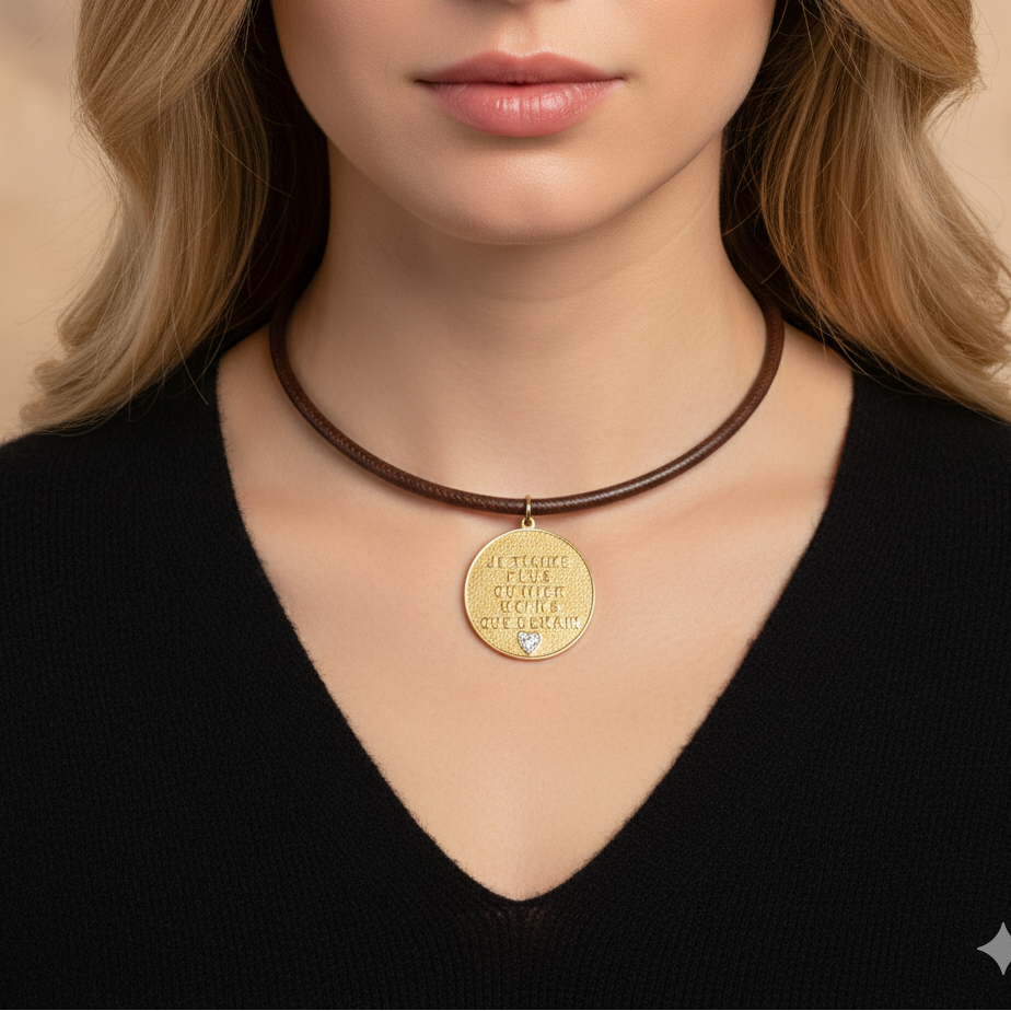 14k Yellow Gold Brown Leather Cord