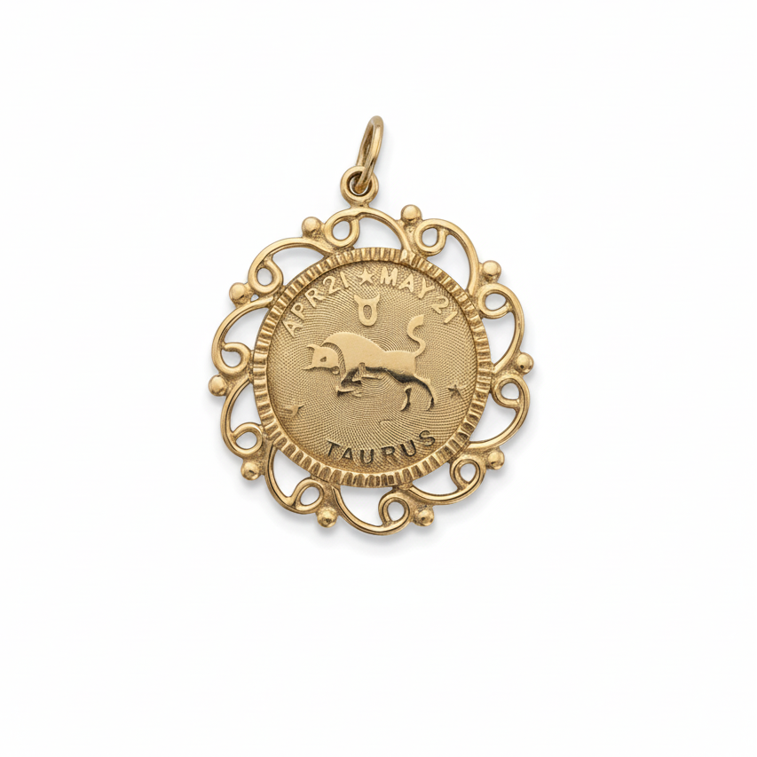 14k Yellow Gold Vintage Taurus Charm