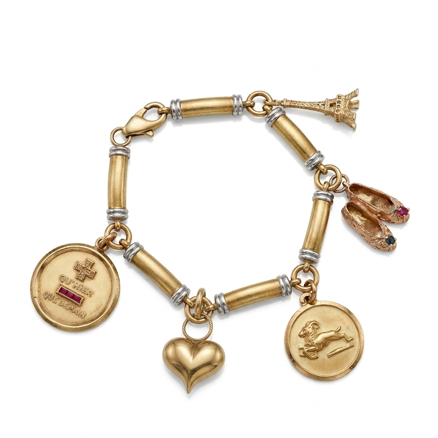 14k Yellow Gold Blue Sapphire Ruby Ballet Shoe Charm