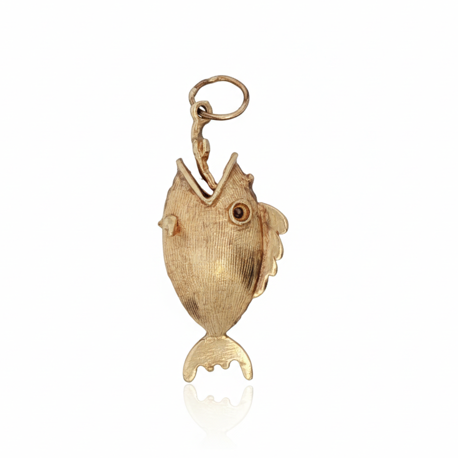 14k Yellow Gold Fish Hook Charm