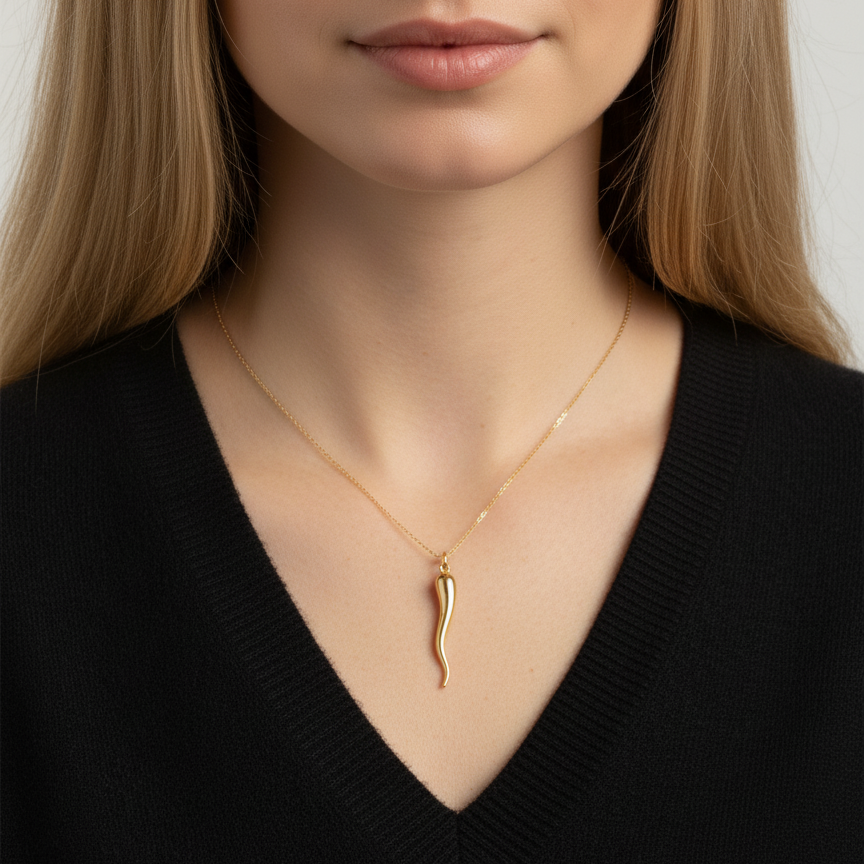 14k Yellow Gold Vintage Italian Horn Charm