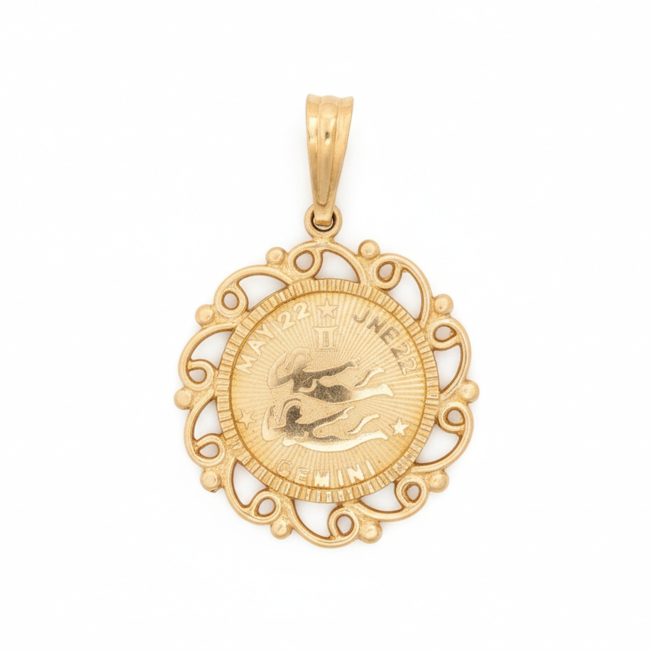 14k Yellow Gold Gemini Charm