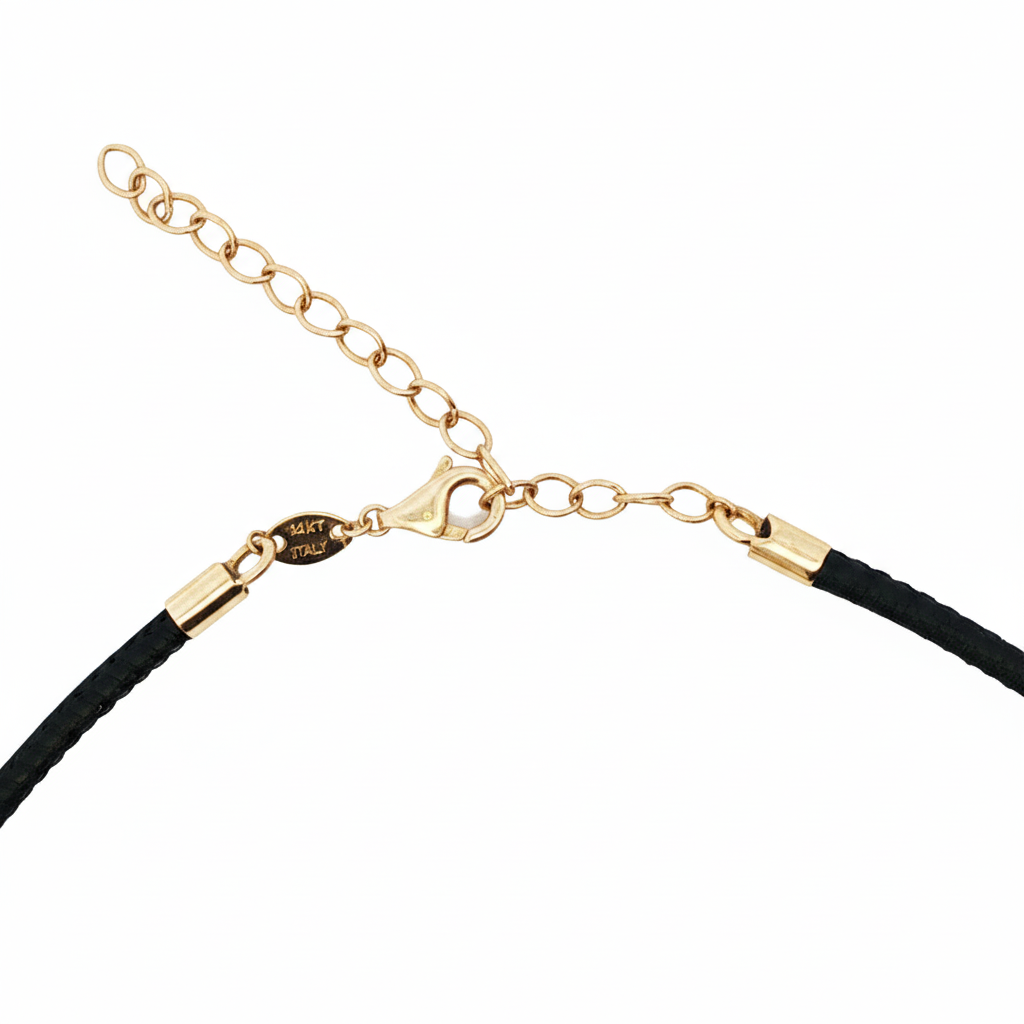 14k Yellow Gold Leather Cord