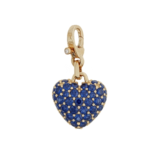 14k Yellow Gold Gemstone Puffy Heart Charm