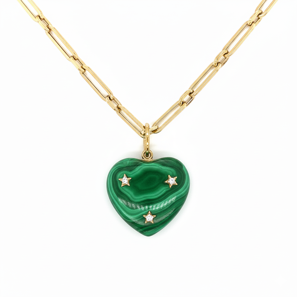 14k Gold Diamond Gemstone Star Heart Charm