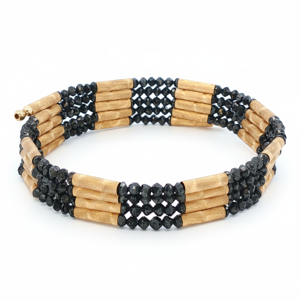 18k Yellow Gold Black Diamond Magnetic Chain