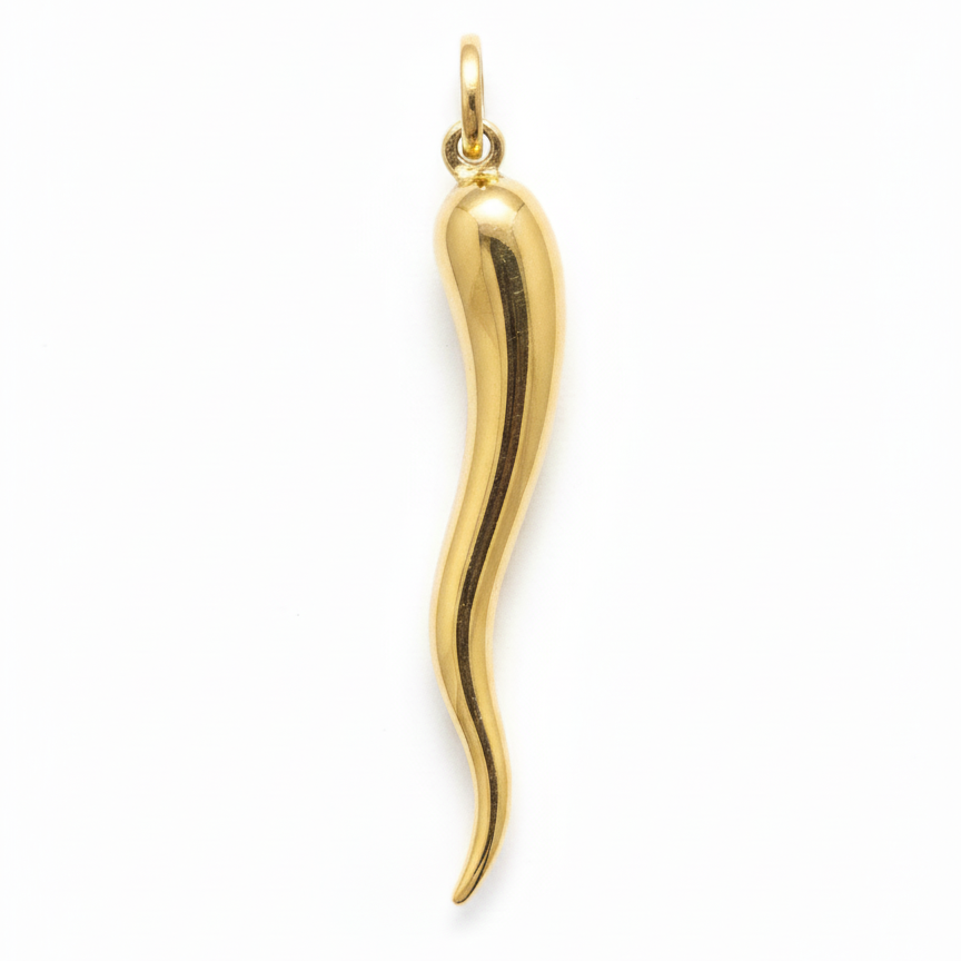14k Yellow Gold Vintage Italian Horn Charm