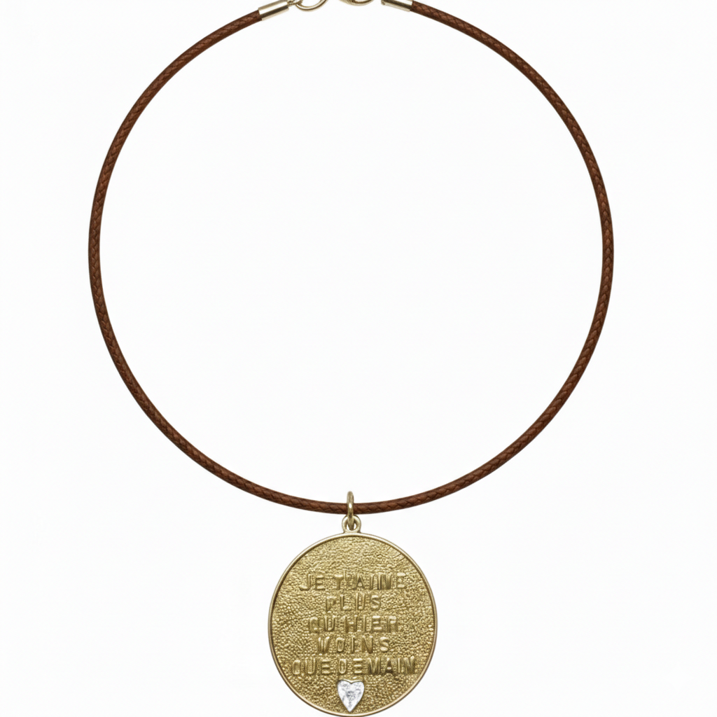 14k Yellow Gold Thin Leather Cord