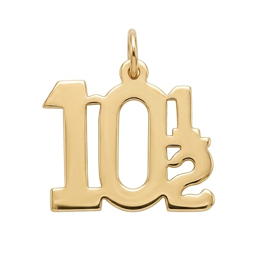 14K Yellow Gold Vintage 10 1/2 Number Charm
