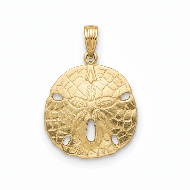 14k Yellow Gold 1960s Vintage Sand Dollar Charm