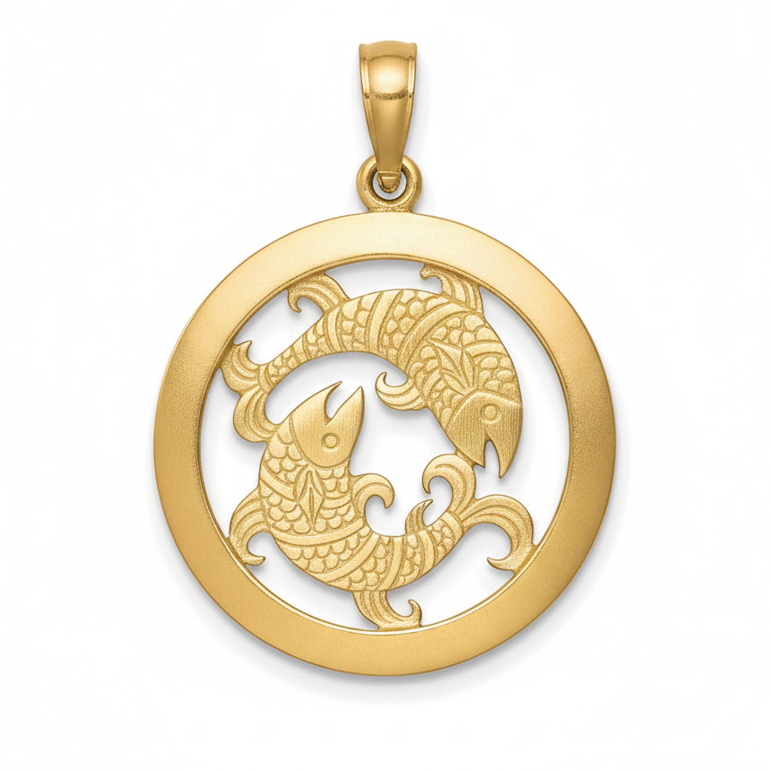 18k Yellow Gold Pisces Pendant Charm