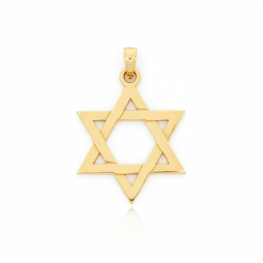 14k Yellow Gold Star of David Charm