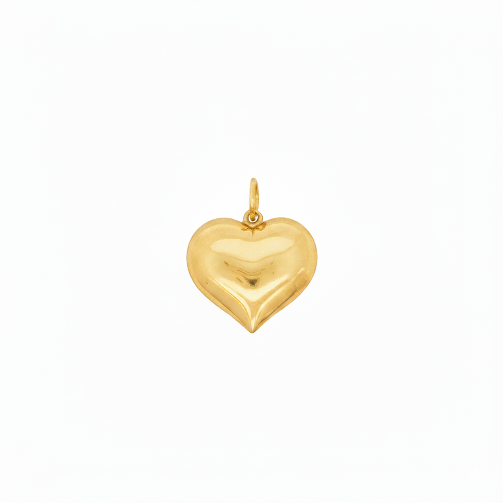 14k Yellow Gold Puffy Heart Charm