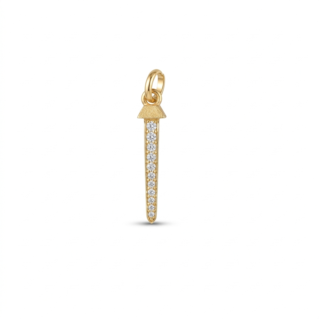14k Yellow Gold Diamond Vintage Dagger Bar