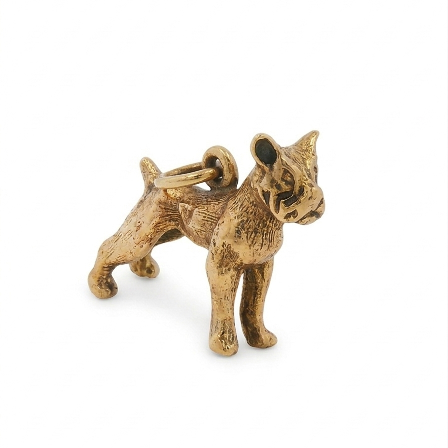 14k Yellow Gold Vintage Boxer Dog Charm