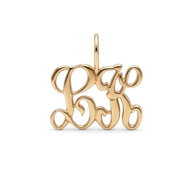 14k Yellow Gold Vintage Personalized Letter Script Monogram Initial "LK" Charm