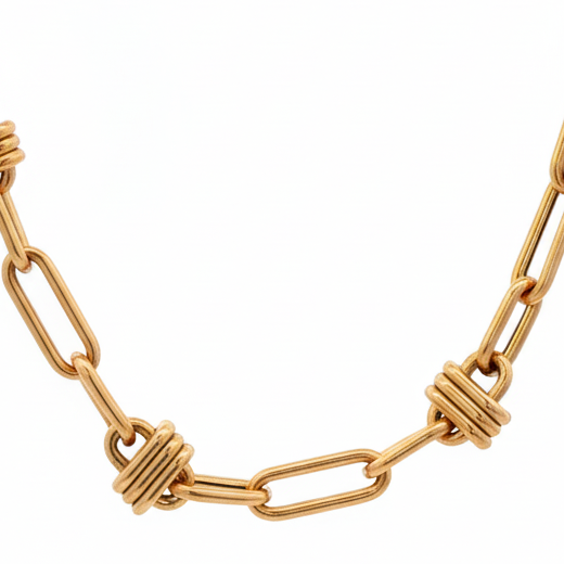 Close-up 14k Gold chain necklace on a white background