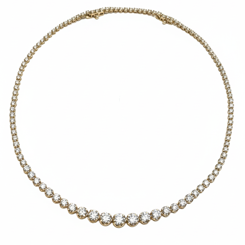 14k Yellow Gold 17 carat Graduated Lab Diamond Tennis Necklace