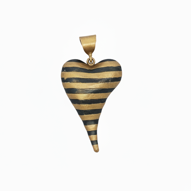 24k Yellow Gold Silver Heart Pendant