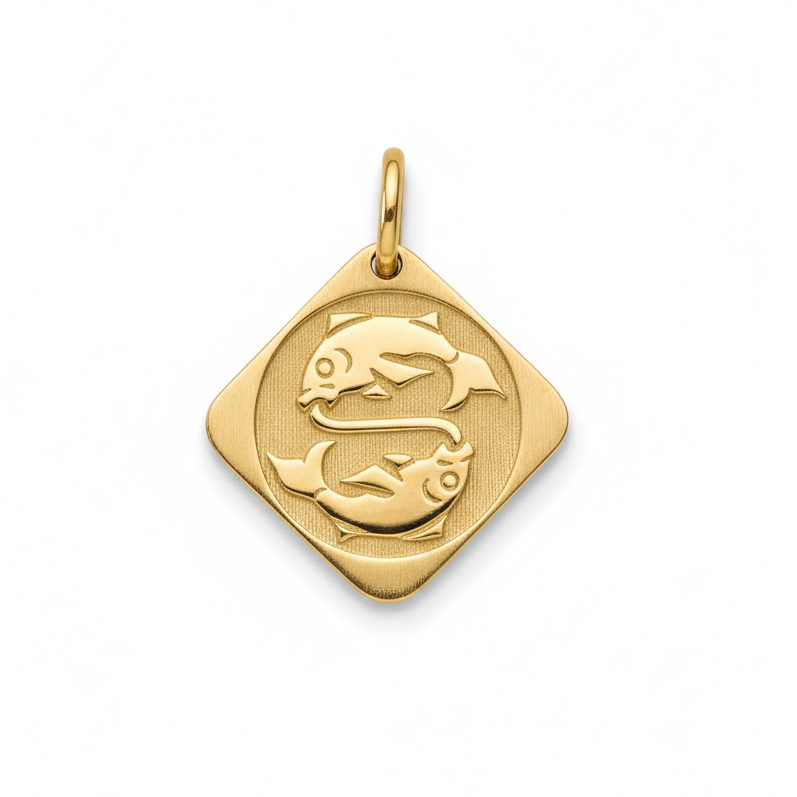 14k Yellow Gold Pisces Charm