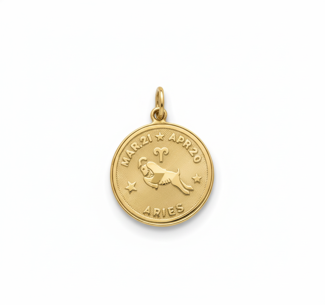 14k Yellow Gold Vintage Zodiac Aries Charm