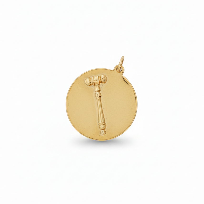 14k Yellow Gold Judge Gavel Lawyer Law School Charm