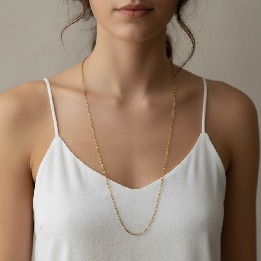 14k Yellow Gold Vintage 30 inch Paperclip Chain