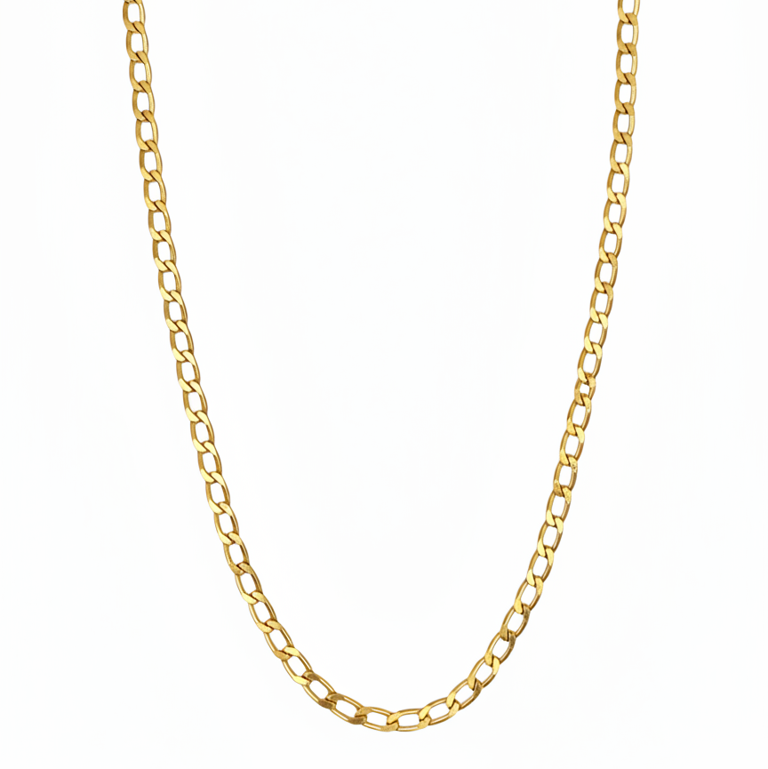 14k Yellow Gold Vintage Flat Curb Solid Chain
