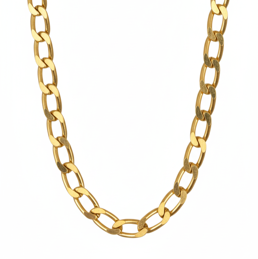 14k Yellow Gold Vintage Flat Curb Solid Chain