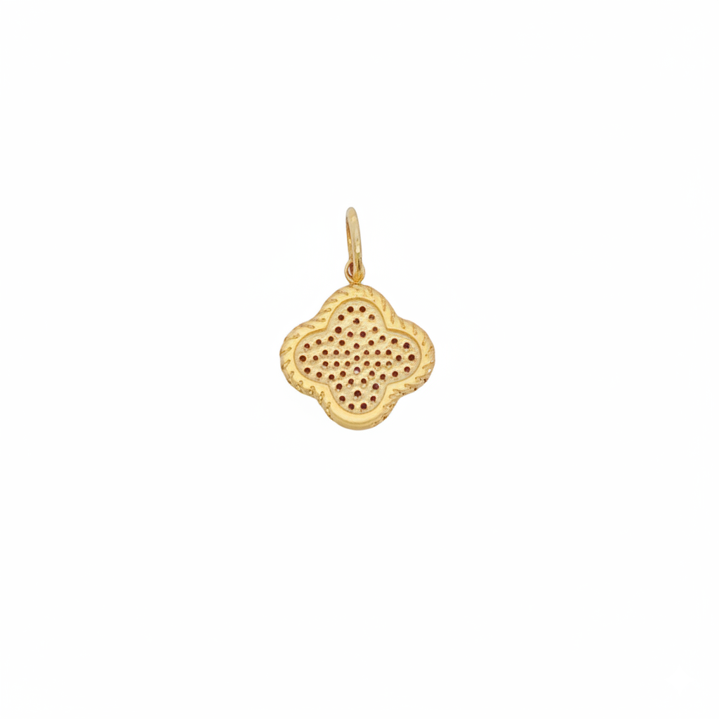 14k Yellow Gold Pave Diamond Clover Charm