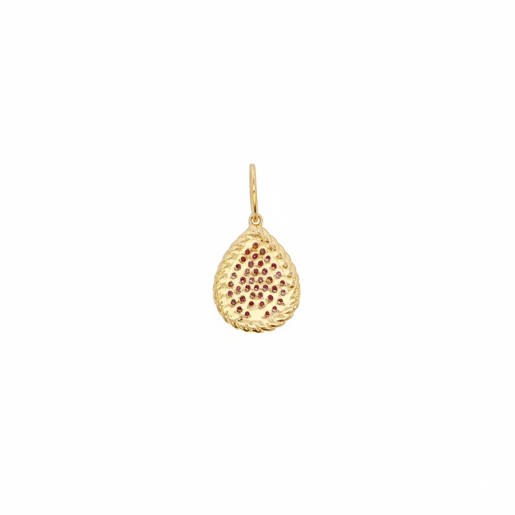 14k Yellow Gold Pave Diamond Pear Charm