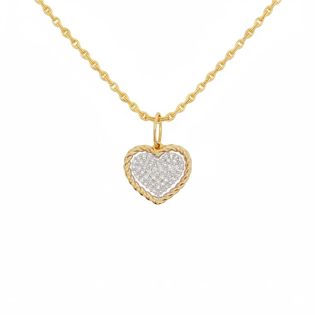 14k Yellow Gold Diamond Heart Charm