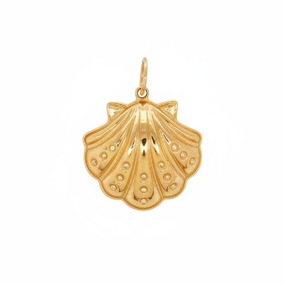 14k Yellow Gold Diamond Seashell Charm