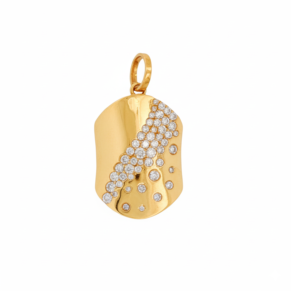 14k Yellow Gold Diamond Geometric Charm