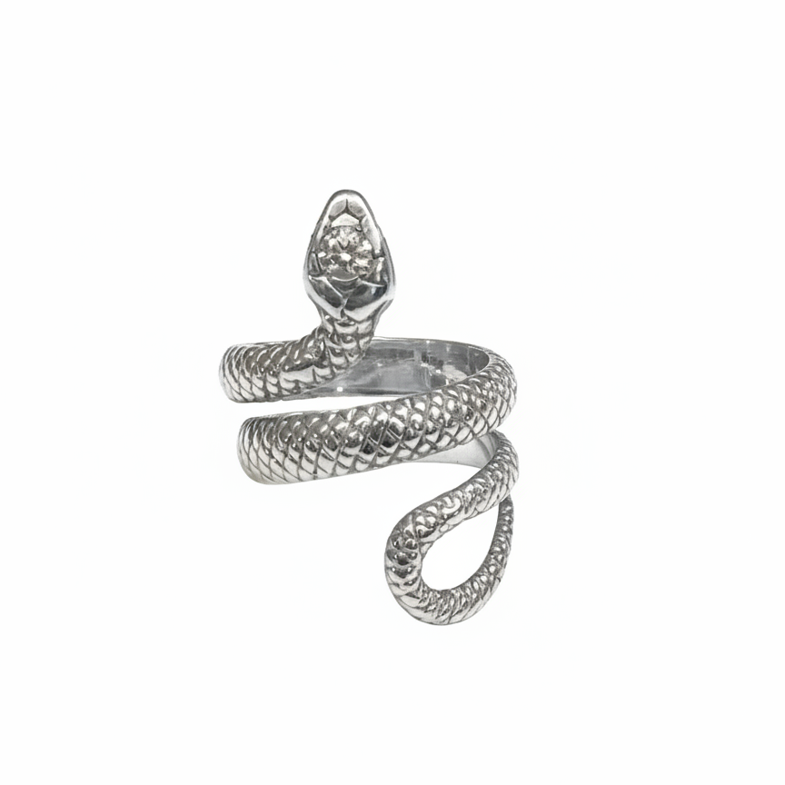 Sterling Silver Diamond Snake Ring