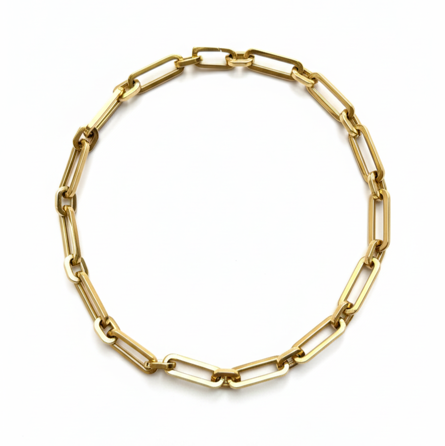 14k Yellow Gold Contemporary Paperclip Chain Necklace