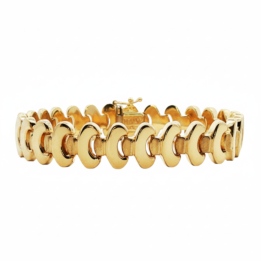 14k Yellow Gold 1970s Vintage Link Bracelet – bold statement design