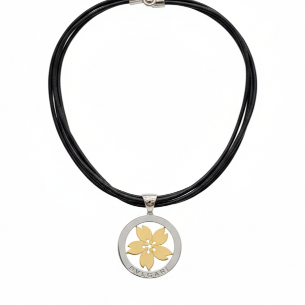 1980s vintage Bvlgari necklace in 18k yellow and white gold with statement pendant