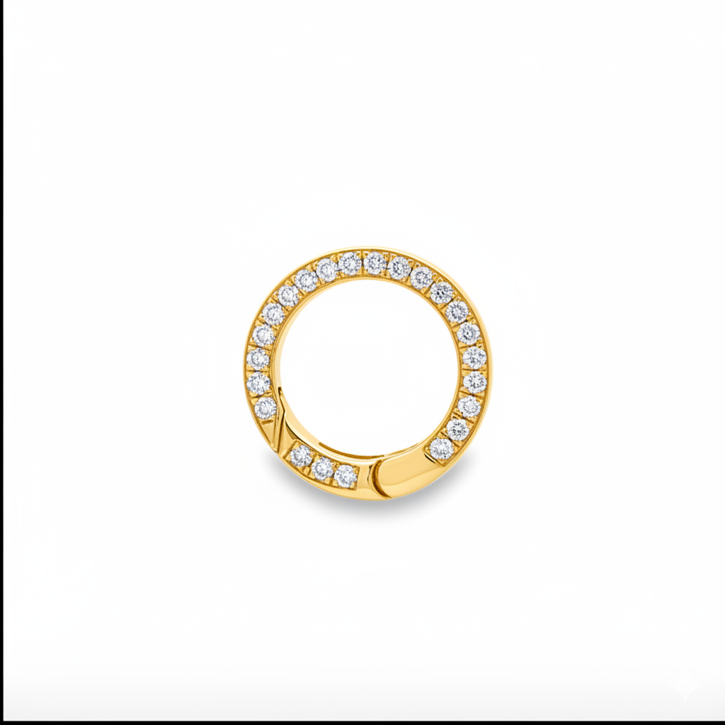 14k Gold Diamond Push-in Circle Clasp