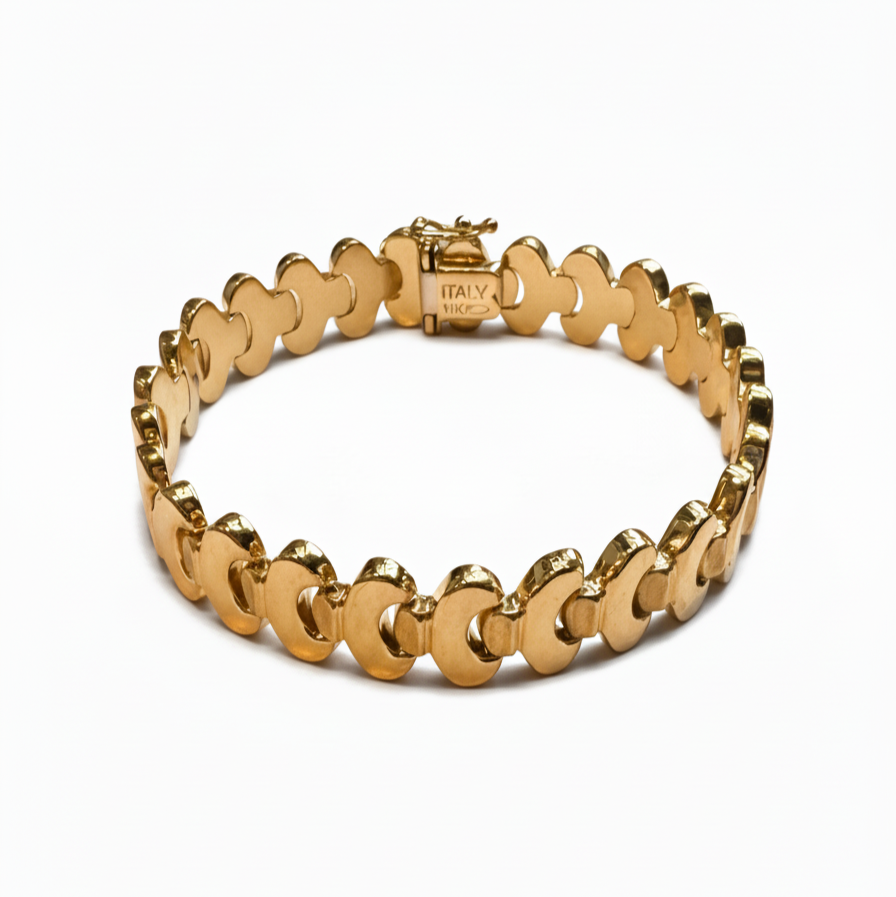 1970s Vintage 14k Gold Link Bracelet – 7.5 inch length classic style