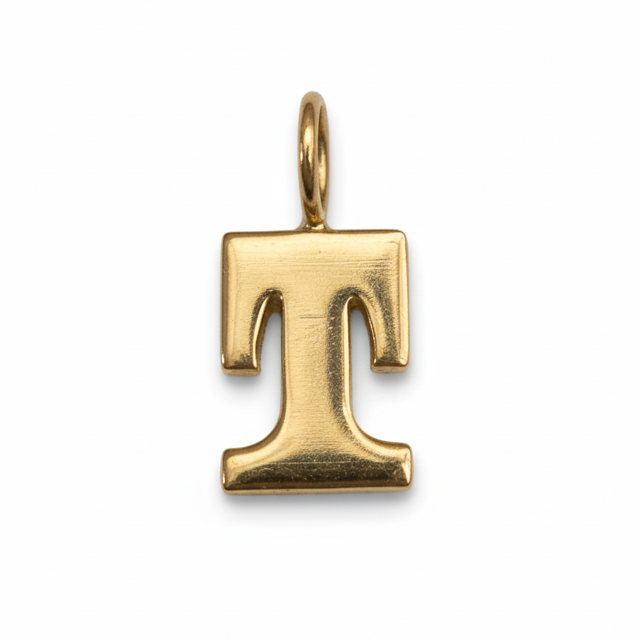 14k Yellow Gold Vintage Letter T Charm