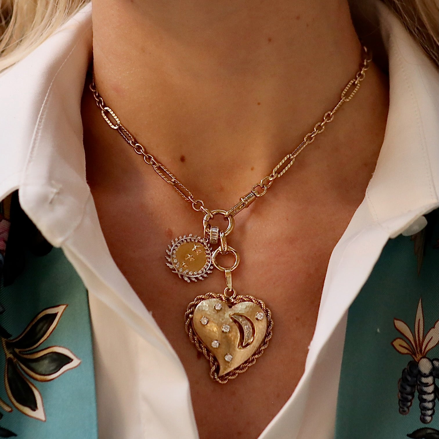 14k Yellow Gold Vintage Diamond Heart Locket Charm