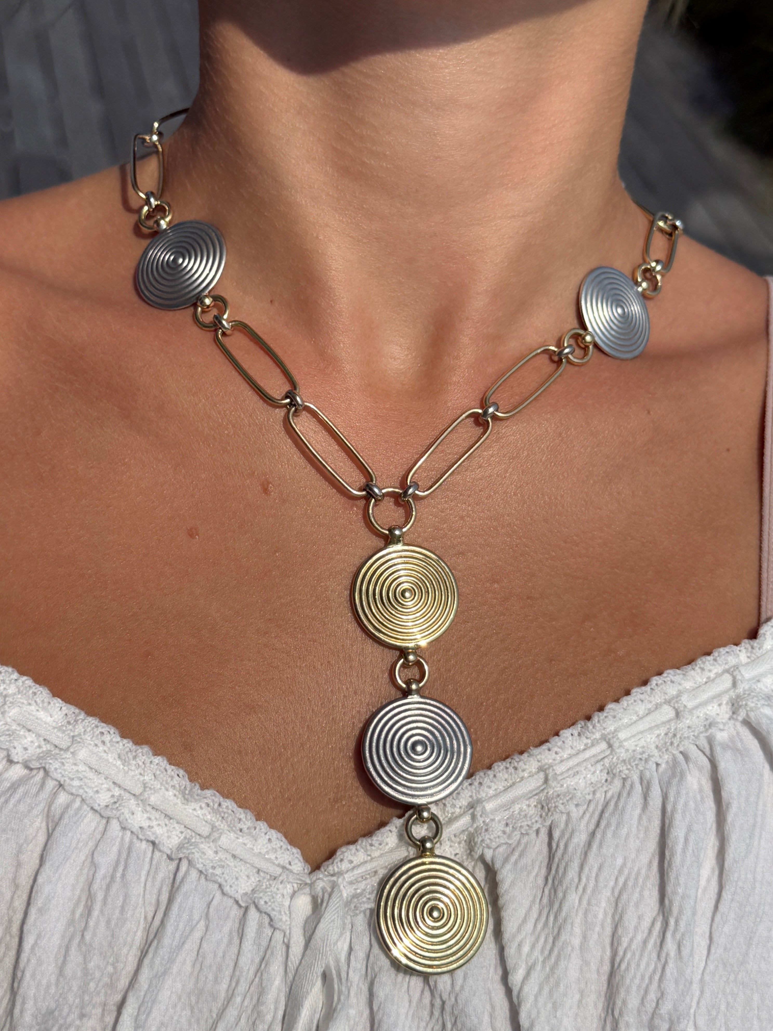 14k Yellow White Gold Vintage Drop Necklace