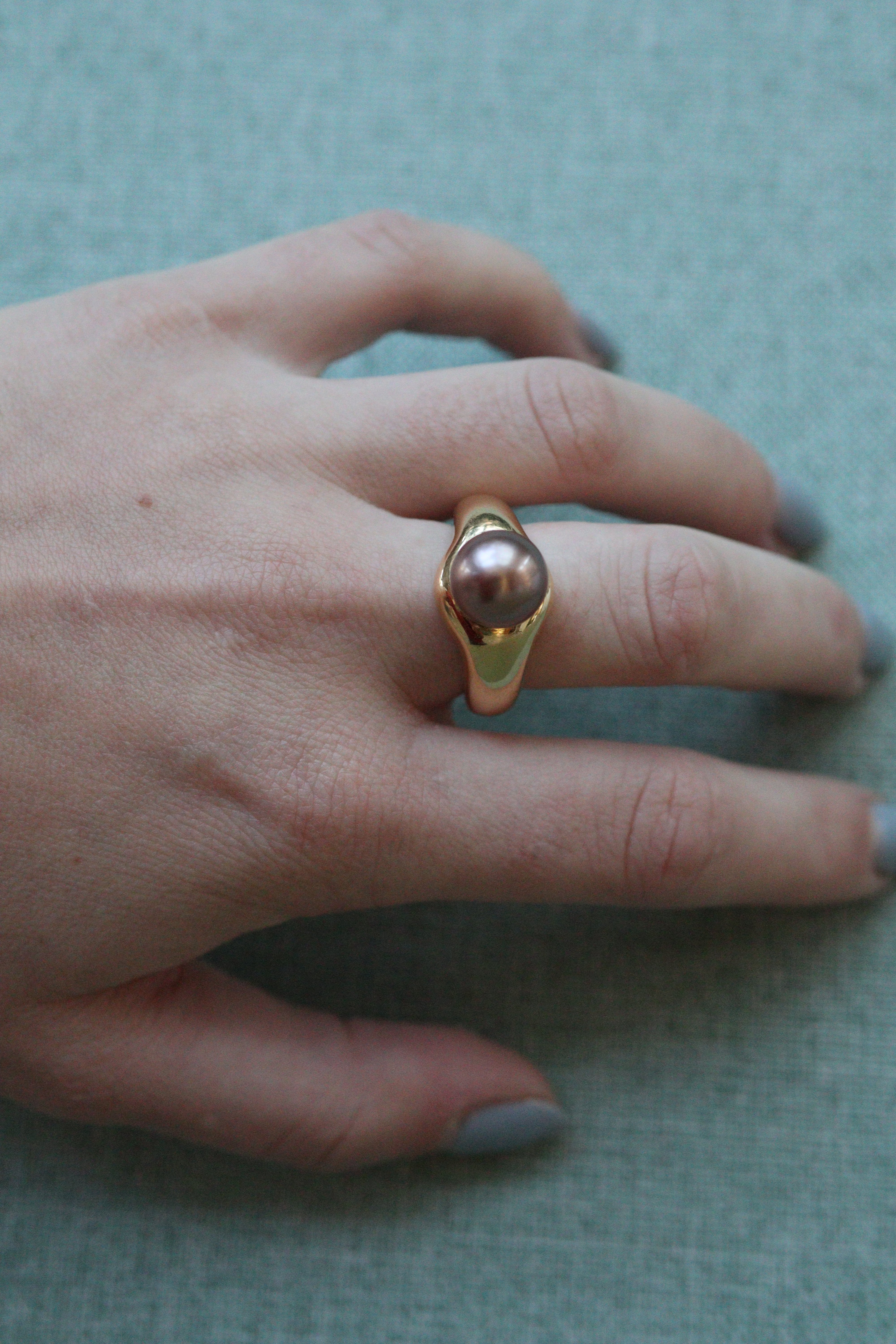 Vintage Perlen Cocktail 18k Gold Ring