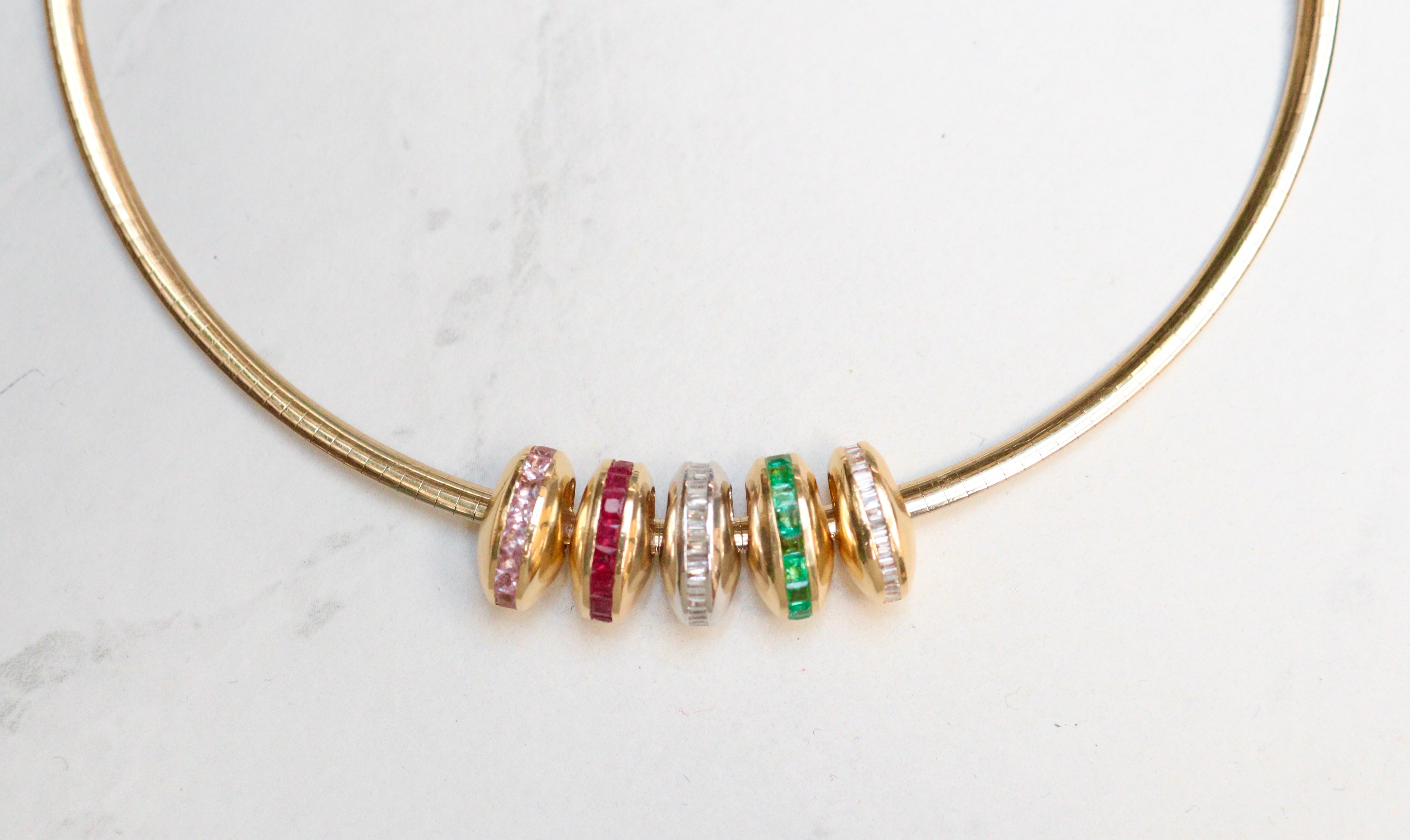 14k Yellow Gold Multi-gemstone Slider Rondels