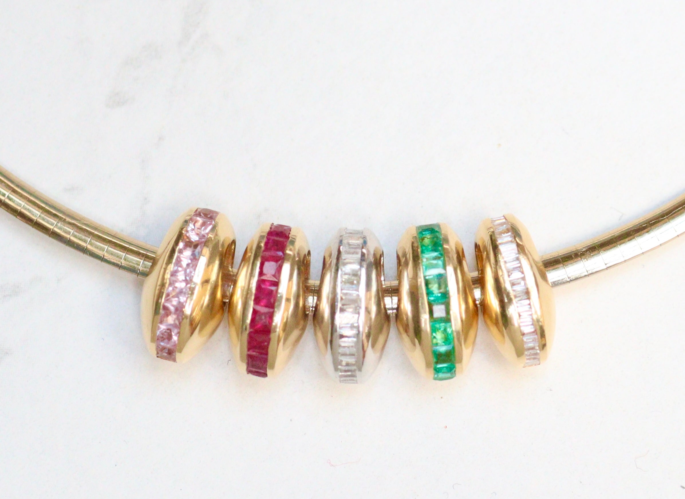 14k Yellow Gold Multi-gemstone Slider Rondels