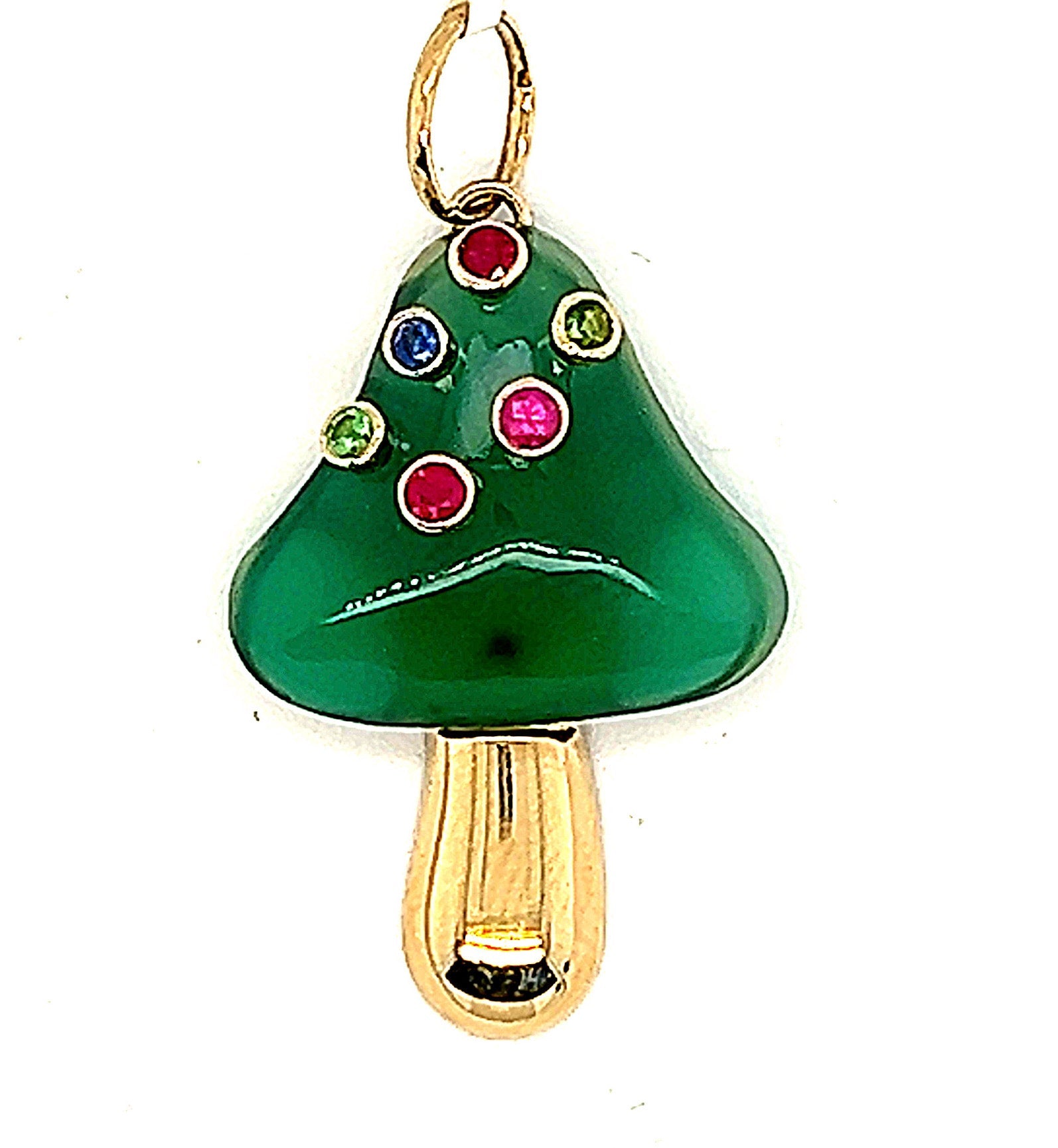 14k Yellow Gold Sapphire Mushroom Charm