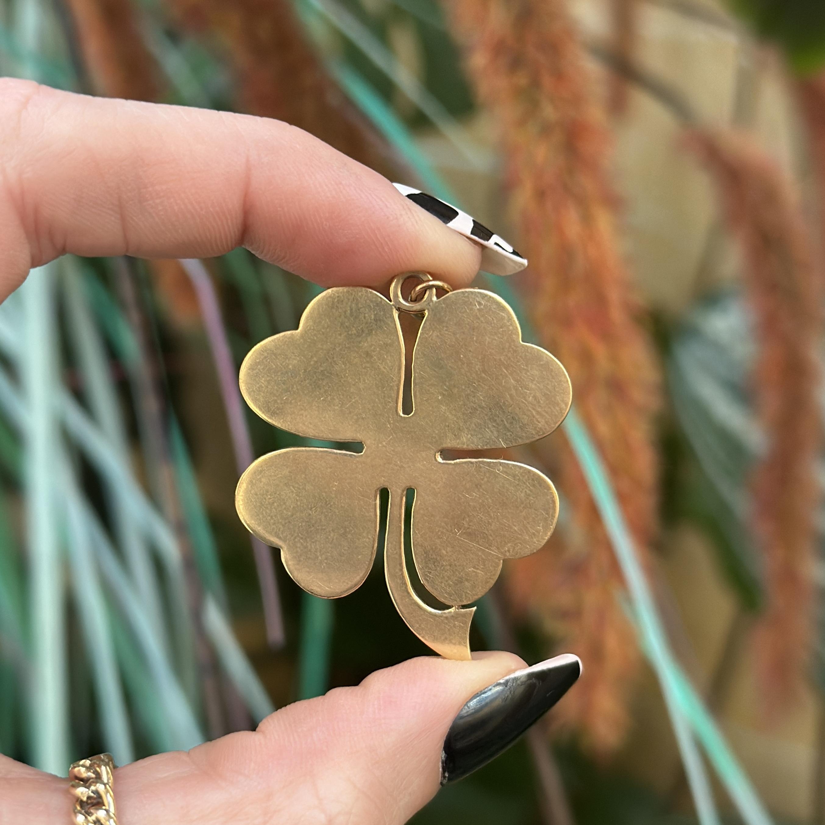 Vintage XL Clover 14k Gold Charm